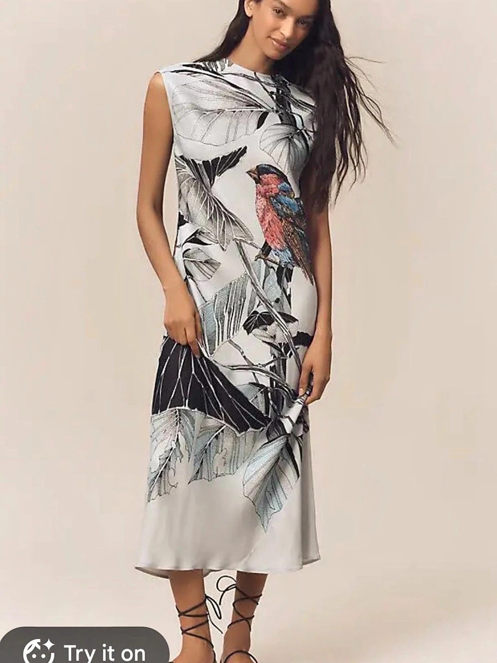 NWT Anthropologie Printed Mock neck Midi Slip Dress